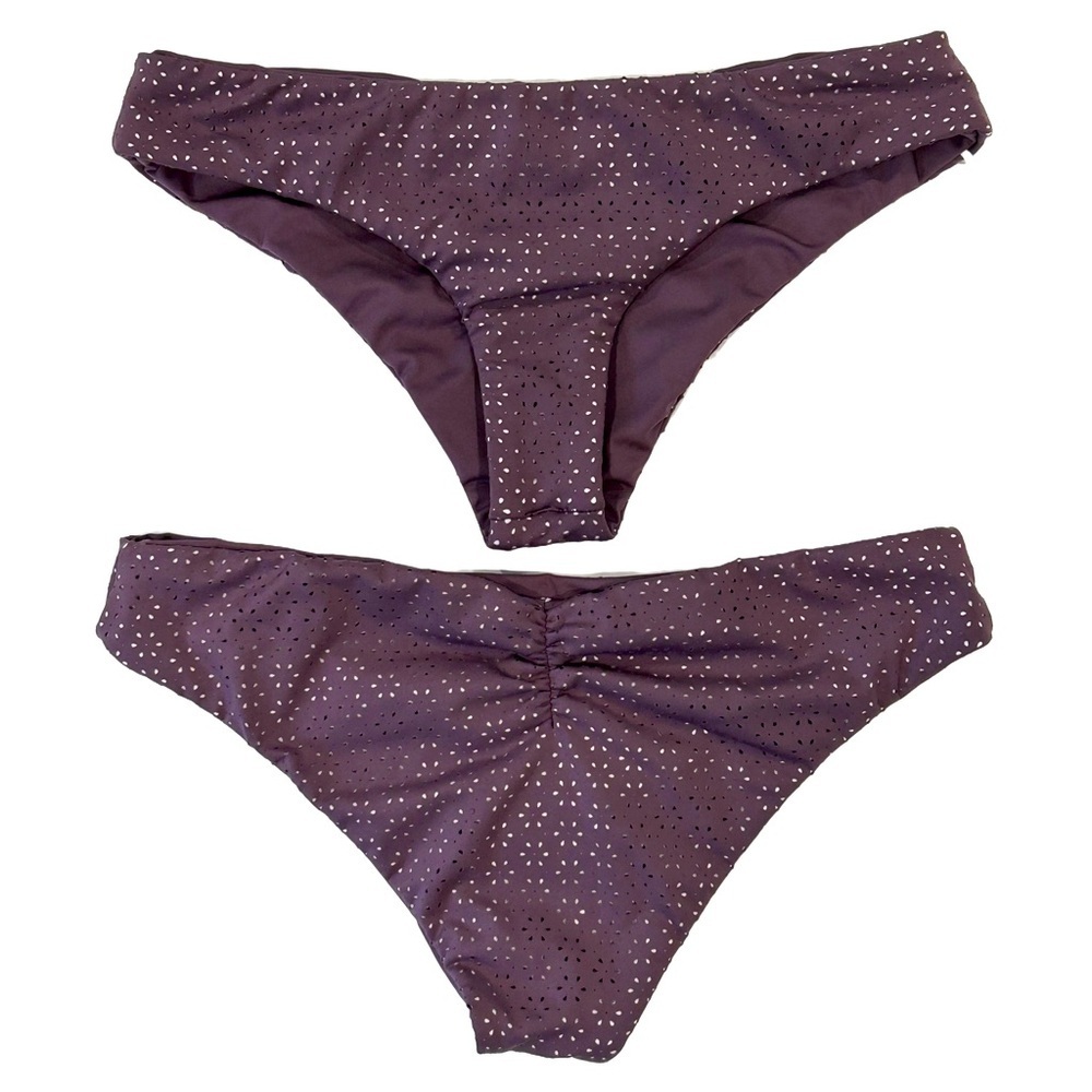NWT Swim Systems Flower Die Cut Hazel Hipster Bikini Bathing Suit Bottoms Purple